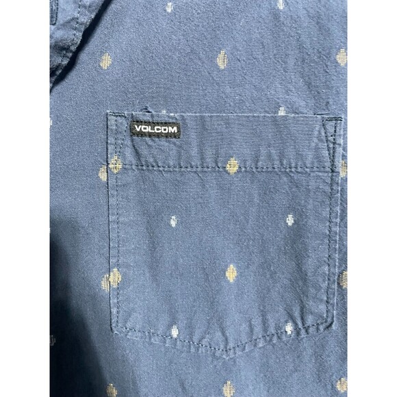 Volcom Shirt Button Down Men's Large Blue Short Sleeve - Picture 5 of 11